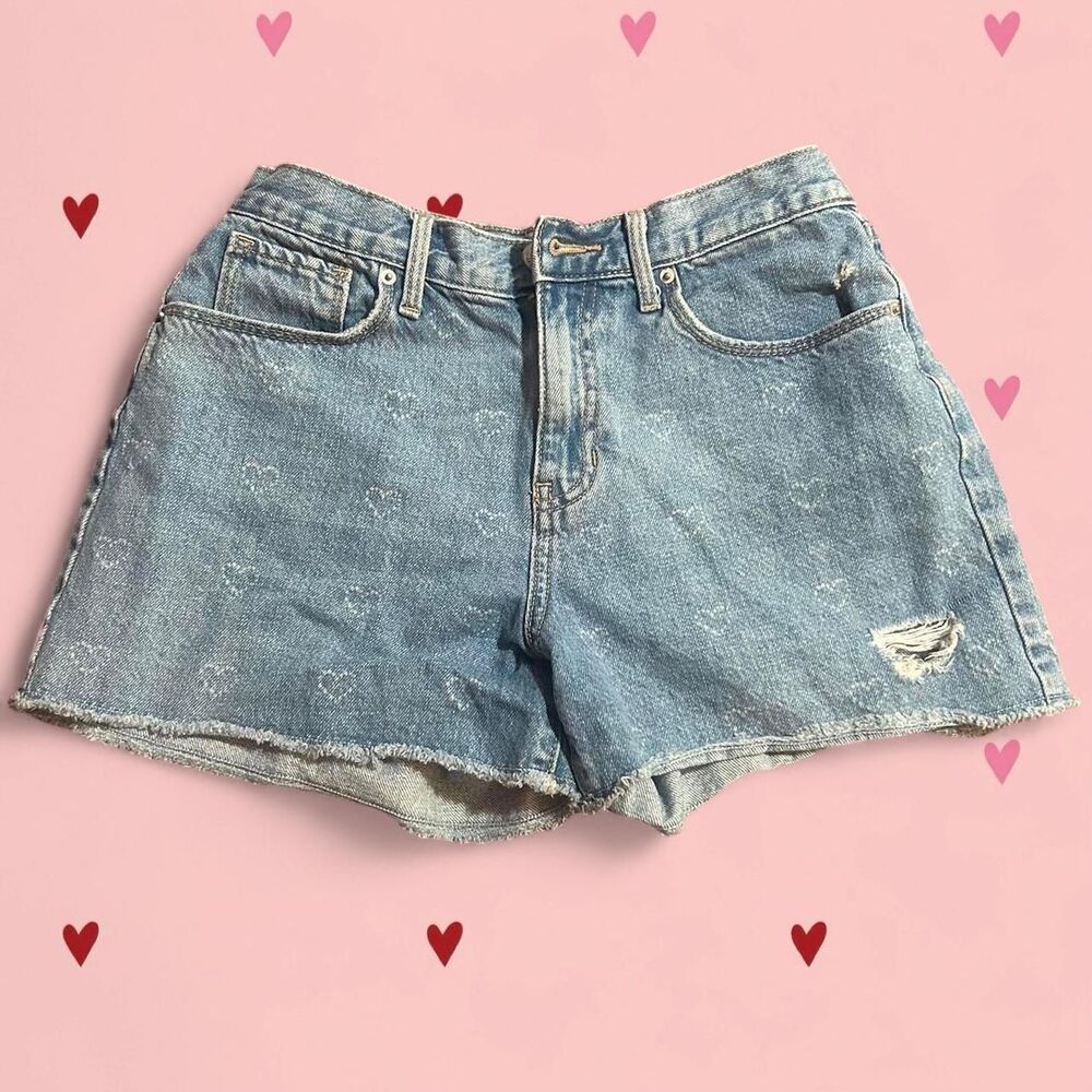 Denim shorts with hearts